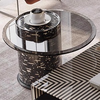 Table basse multifonctionnelle pliable et rétractable en verre trempé, design français, luxe léger, motif zèbre rayé, meuble TV