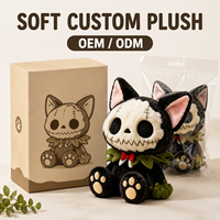 Peluche personnalisée chat crâne d'Halloween, fabrication directe usine OEM ODM, fabricant d'animaux en peluche, vente en gros, MOQ, peluche amusante