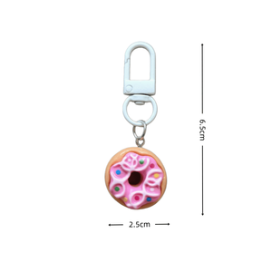 Porte-clés 3D en caoutchouc en forme de donut et ensemble de porte-clés en silicone pour sac à dos, tirette de fermeture éclair, breloque alimentaire, cadeau pour elle - Product Image 2