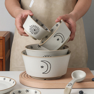 Ensemble de ménage beau bol en grès plat soleil lune étoile couverts bol et assiettes ensemble - Product Image 3