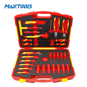 29PCS VDE Insulated Tool <b>Set</b> CR-V Electrician Hand Tools <b>with</b> 1/4 Inch Sockets Ratchet Blow <b>Case</b> for Professional Electric Work - Product Image 1
