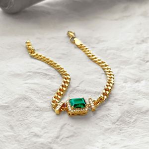 Dylam Stylish 14K Gold Plated Cuban Link Chain Jewelry Bracelets 5A Cubic Zirconia Pendant <b>Bangle</b> Bracelet - Product Image 6