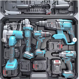 Factory Customized 21V Cordless Electric Impact Wrench Set 5 Kits Drill Hammer Saber Iron Hard Case Packaging HYHKI502 High - Product Image 2