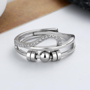 Anillo Ajustable de Doble Capa con Cuentas Giratorias de Estilo Hip Hop, Alivia la Presión y la Ansiedad, para Hombre y Mujer - Product Image 3