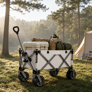Carrito Plegable de Acero Inoxidable Personalizado, con Tela Oxford 600D, Cuatro Pliegues, Moldeado por Soplado, para Compras, Pesca, Camping, Mascotas, sin Frenos - Product Image 5