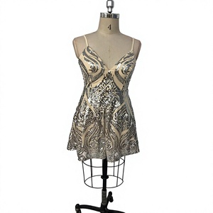 Vestido de Noche Casual de Lujo para Mujer, Estilo Bohemio, Corto, de Verano, Satinado, con Lentejuelas, Sin Mangas, Espalda Descubierta, Color Sólido, Natural y Ecológico - Product Image 2
