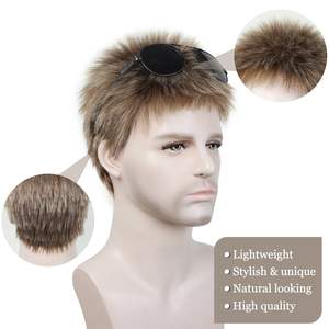 YIMANEILI vente en gros perruques de cheveux courts légers perruque synthétique brune mélangée blonde <span class=keywords><strong>coupe</strong></span> <span class=keywords><strong>courte</strong></span> pour hommes - Product Image 5