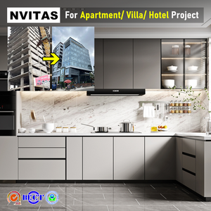 خزائن مطبخ خشبية حديثة من NVITAS، خزائن مطبخ من الخشب الرقائقي، خزائن مطبخ من الخشب الصلب مقاومة للماء لمشاريع الفنادق والشقق - Product Image 1