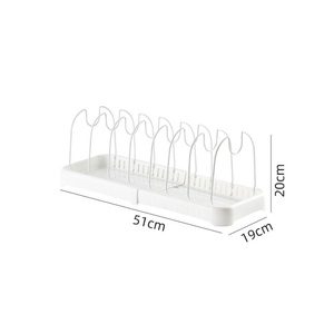 Étagère de cuisine en métal blanc, extensible et réglable en longueur, pour casseroles, couvercles et boîtes à lunch - Product Image 2