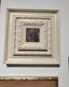 Dipinto Murale in Stile Francese di Piccole Dimensioni, Bianco Crema, Dipinto a Mano, Cornice in <span class=keywords><strong>Legno</strong></span> Antico <span class=keywords><strong>per</strong></span> Progetti d'Interni - Product Image 6