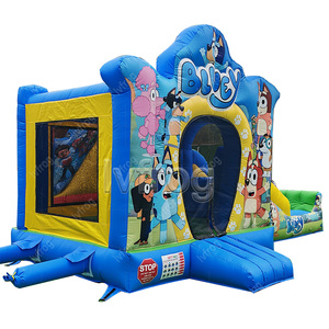 Màu xanh Nhà bị trả lại Toddler thương mại nhảy lâu đài <span class=keywords><strong>Inflatable</strong></span> Jumper trẻ em màu xanh lâu đài <span class=keywords><strong>bouncy</strong></span> với Slide Combo cho bữa tiệc - Product Image 4