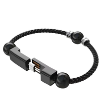 Gelang Mala Buddha dengan Kabel Data Pengisian Cepat USB Tipe-C, Manik-manik Paduan Seng, Anyaman Kulit untuk Earphone & Perangkat Android
