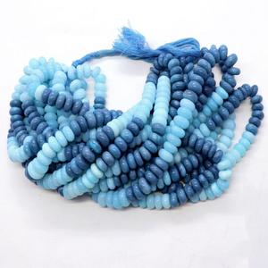 Cuentas Redondas Lisas de Ópalo Azul Natural de 7-8mm, Cuentas de Piedra Preciosa de Ópalo Azul Sombreado, Hilo de 16 Pulgadas para Fabricación de Joyas, Venta al por Mayor - Product Image 1