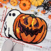 Halloween-Kürbis Polyester Kunstkaschmir 10mm Dicke Moderne Neuartige Maschinell Gefertigte Fußmatte Heimdekoration