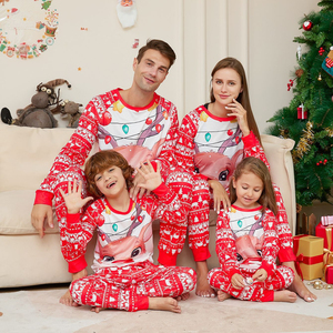 ملابس منزلية للأولاد والبنات من البوليستر بأكمام طويلة ملابس منزلية للأزواج ملابس عائلية مطابقة للرسوم الكرتونية بيجامة للكريسماس مطبوعة - Product Image 1