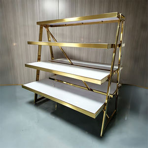 Étagère de présentation de vêtements moderne pour boutique, en planches de bois et structure métallique, taille et couleur personnalisables, solution de merchandising visuel - Product Image 4