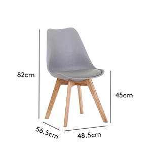 Silla de Comedor Nórdica de Madera Maciza con Asiento Tapizado en Blanco, Silla para Sala de Estar, Hogar y Estudio - Product Image 5