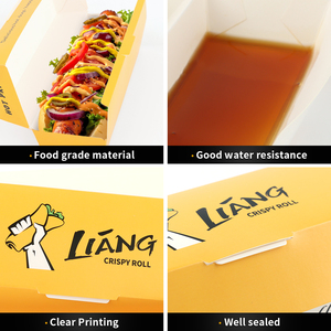 Caja de Papel <span class=keywords><strong>Biodegradable</strong></span> Personalizada para Hot Dogs de Comida Rápida con Logotipo para Hamburguesas, Papas Fritas, Ensaladas y Sushi - Product Image 3