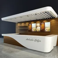 Konter Bar Koktail Desain Mewah Luar Ruangan Bentuk U Penghitung Batang Kopi Batu Kuarsa Led