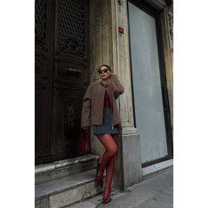 Blusa de Cachemira Vintage Casual con Cierre para Mujer, Talla XL, Marrón, Tejido de Algodón, Estilo Occidental Corto, para Otoño y Primavera - Product Image 4