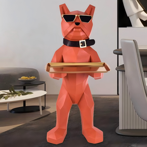 Große Geometrische Kampfhund-Statue aus Kunstharz, Kunsthandwerk und Dekoration mit Bodenaufbewahrung für Wohnzimmer, Möbel, Hotel, Einweihungsgeschenk - Product Image 6