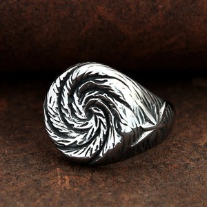 yunnique Men's <b>Titanium</b> Steel <b>Ring</b> Spiral Pattern Thumb <b>Ring</b> Punk Style Jewelry Gift - Product Image 4