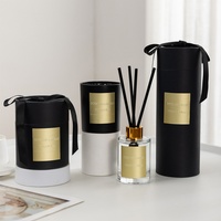 Ensemble d'arômes deux-en-un de haute qualité, boîte cadeau noire à nœud doré, diffuseur en verre de 140 ml, bougie en cire de soja, décoration d'intérieur