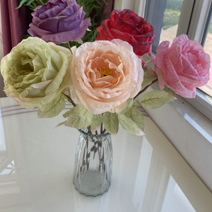 Usine de fleurs artificielles Meiyu Craft, rose artificielle 30cm-100cm, ruban adhésif simple pour décoration de maison et de mariage - Product Image 1