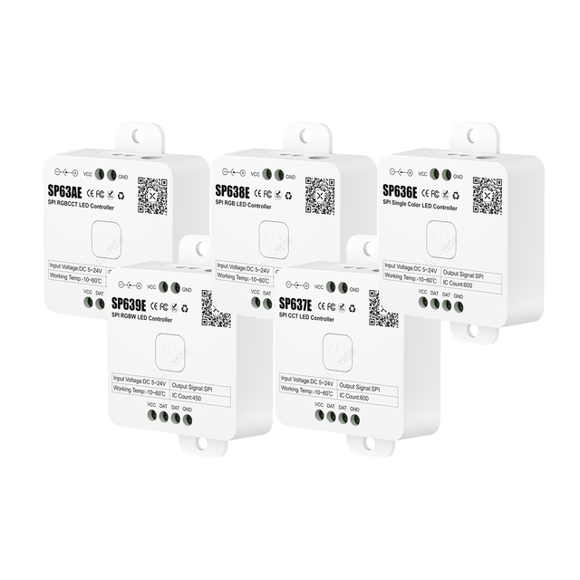 SPI SP63XE RGBIC LED Controller 600 Pixel Magic Color Running Strip Light Smart BT Music Dimmer 2.4G RF Wireless Remote Control