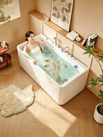 Baignoire de massage à remous intégrée de style moderne, ronde, pour deux personnes, écologique, avec cascade à bulles d'air, vente en gros