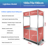 Chariot de vente mobile pliable en acier inoxydable robuste pour marché nocturne, équipé de posters et de caissons lumineux personnalisés