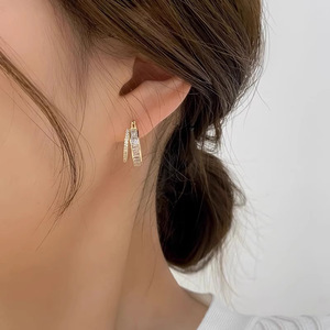 Orecchini a Cerchio a Doppio Strato per Donne, Accessori per Orecchie Semplici per Uso Quotidiano - Product Image 5