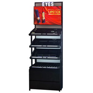 मेकअप डिस्प्ले कैबिनेट लोहे की लकड़ी बेकिंग पेंट प्रदर्शन शेल्फ सौंदर्य प्रसाधन अनुभव काउंटर अनुकूलित प्रदर्शन स्टैंड शॉप फिटिंग - Product Image 2