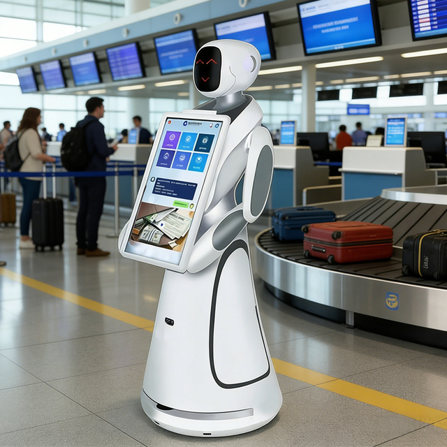 Multifunctional AI Welcome Robot Indoor Commercial Voice Service Hotel Exhibition Hall Guidance Robot