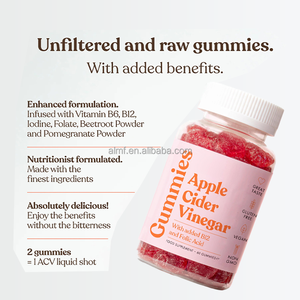 Gomitas de Vinagre de Sidra de Manzana Crudo Sin Filtrar de Gran Sabor, 60 Piezas, Sin Gluten, Veganas, Suplemento Nutricional, Ácido Fólico <span class=keywords><strong>B12</strong></span> para Adultos - Product Image 6