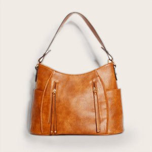 Bolso de Hombro Retro Europeo Americano para Mujer, Bolso Tote con Doble Cremallera y Borla, Suministro de Sitio Web Independiente - Product Image 3