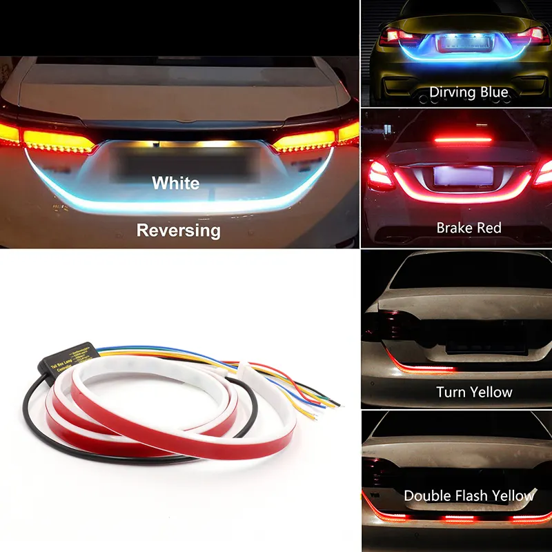 Автомобильный задний фонарь багажника, задний фонарь 120 см, цветная светодиодная лента с динамическим реверсом и сигналом поворота, 12 В, дополнительный тормоз, сигнал поворота