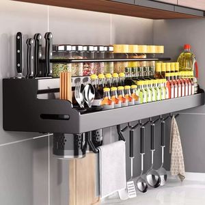 Support mural en acier inoxydable pour couteaux, fourchettes et cuillères de cuisine, présentoir à couteaux, organisateur d'épices, étagère de rangement pour cuisine - Product Image 2