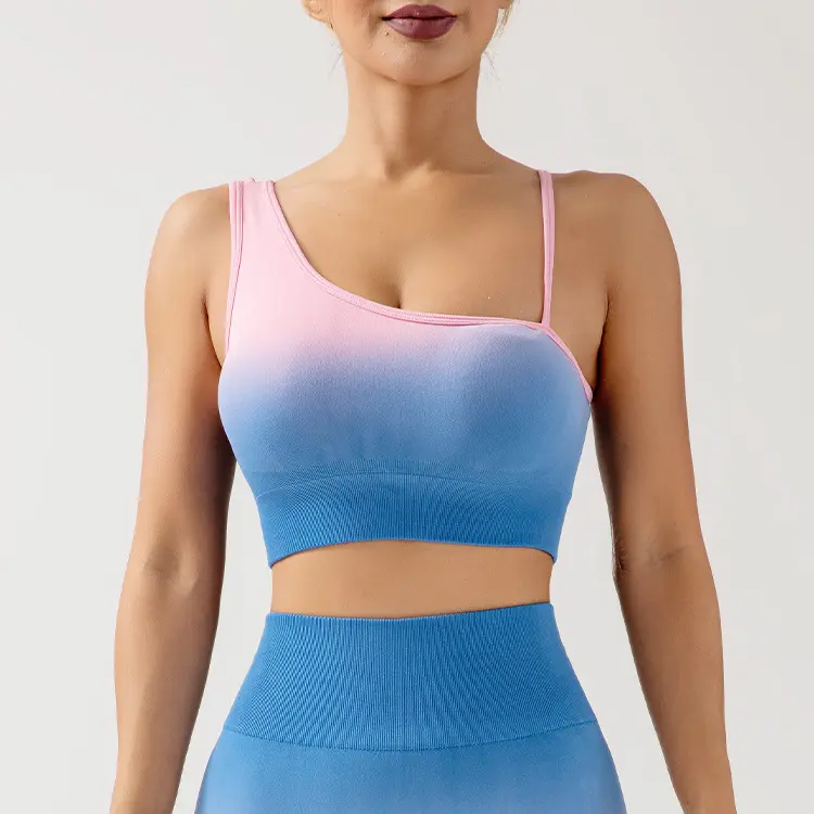 2023 vente chaude femmes séchage rapide couleur dégradé court yoga pantalon sans couture Sport course taille haute Yoga vêtements