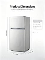 Mini Refrigerador Eléctrico Compacto de Doble Puerta, Eficiente Energéticamente, Bajo Nivel de Ruido, para Hotel, Dormitorio, Apartamento Pequeño