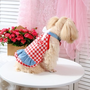 Valentine's Day <b>Red</b> Plaid Dress For Pets Heart <b>Bow</b> Dog Princess Outfit Four Seasons Cute Style - Product Image 2