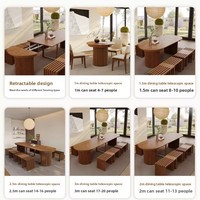 Table à manger extensible et pliable sur mesure en bois massif de style Wabi-sabi, pour plusieurs personnes, haut de gamme, pour villa