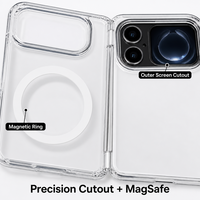 Coque de téléphone transparente antichoc 2-en-1 pour iPhone 18 Fold, compatible avec la charnière pliable, souple, fine, anti-poussière et anti-rayures