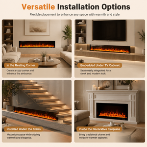 Caminetto Elettrico a Vapore Personalizzato 1M 1.2M 1.5M con Fiamma 3D, APP Wifi, 9 Colori LED, da Incasso a Parete per Hotel <span class=keywords><strong>e</strong></span> Casa - Product Image 3