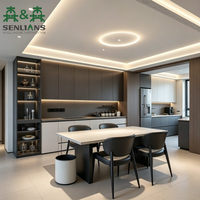 Meubles de salon modernes pour la maison : Armoire de rangement et vitrine haute avec portes vitrées et éclairage LED pour salle à manger