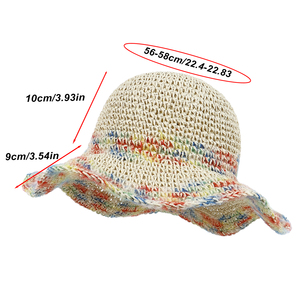 Chapeau de paille d'été pour femme à large bord, chapeau bob crocheté à la main pour la plage, protection solaire, extérieur, chapeau de pêcheur pour le voyage - Product Image 3