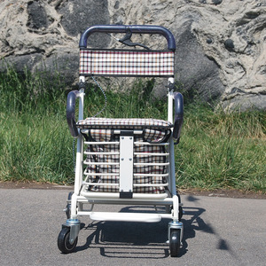 Chariot de courses pliable à quatre roues Jiaxin avec siège, déambulateur portable pour personnes âgées, blanc - Product Image 1