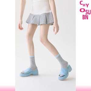 <span class=keywords><strong>Calcetines</strong></span> Funchen Crew de Doble Capa, de Algodón, Estilo Slouch, para Mujer, Verano, <span class=keywords><strong>con</strong></span> Volantes, Modernos, Grises, Finos, Transpirables, <span class=keywords><strong>con</strong></span> Encaje Jacquard - Product Image 4