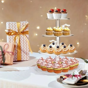 XLR Novo 4 Tier Round Acrílico <span class=keywords><strong>Rack</strong></span> Cupcake De Casamento Suporte Transparente Padaria Fisplay Gabinete Acrílico Tubo Bolo Sobremesa Stands - Product Image 1