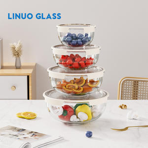 Cuencos de ensalada de frutas multifuncionales para Cocina Casera LINUO, cuenco para servir de vidrio de borosilicato grande con tapa - Product Image 4